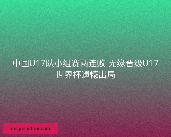 中国U17队小组赛两连败 无缘晋级U17世界杯遗憾出局